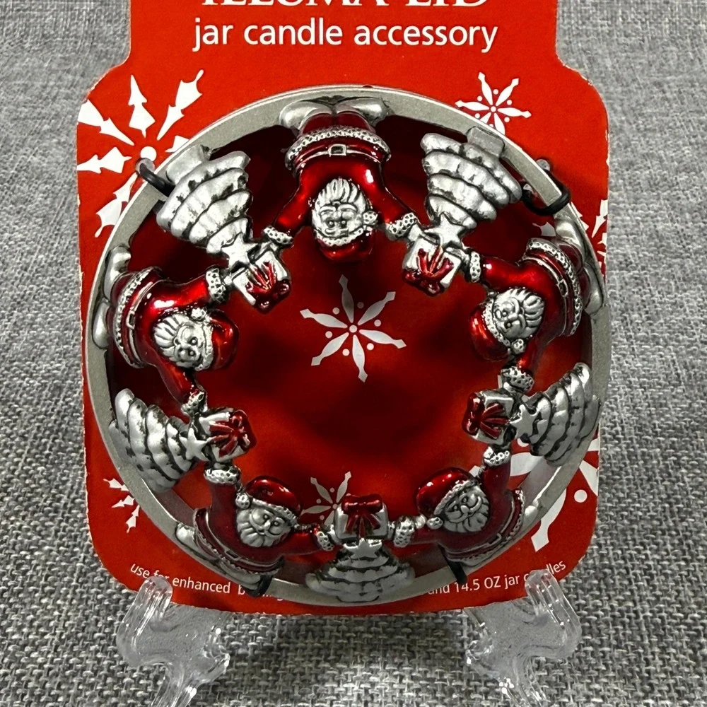 Yankee Candle Illuma-Lid Santa Christmas Tree Jar Topper Red Silver New Holiday